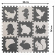 Aga Kontrastní pěnové Puzzle 85 cm x 85 cm 9 dílů Černo-bílé
