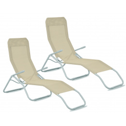 Aga 2x Zahradní lehátko SIESTA Béžové