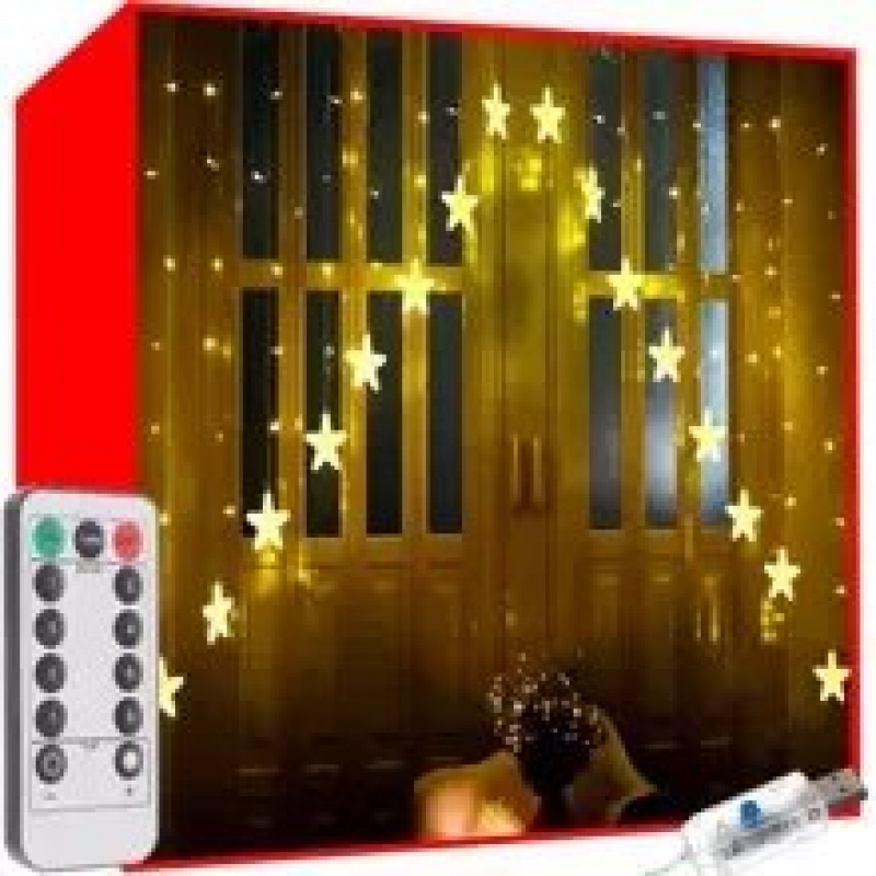 Světelný závěs 136 LED USB s dálkovým ovládaním teplá bílá KS19738
