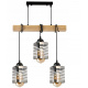 Závěsné stropní svítidlo LED dřevěný trámový 3xE27 loft skleněné pásy