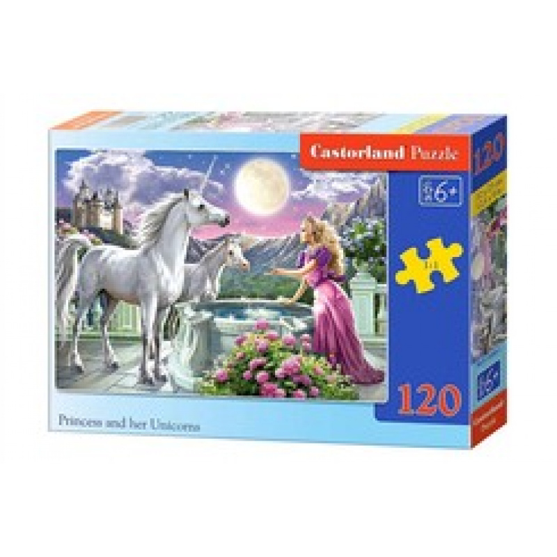CASTORLAND Puzzle 120 dílků - Princezna a její jednorožci