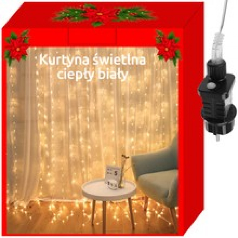 Světelný závěs 300 LED teplá bílá ISO 11332