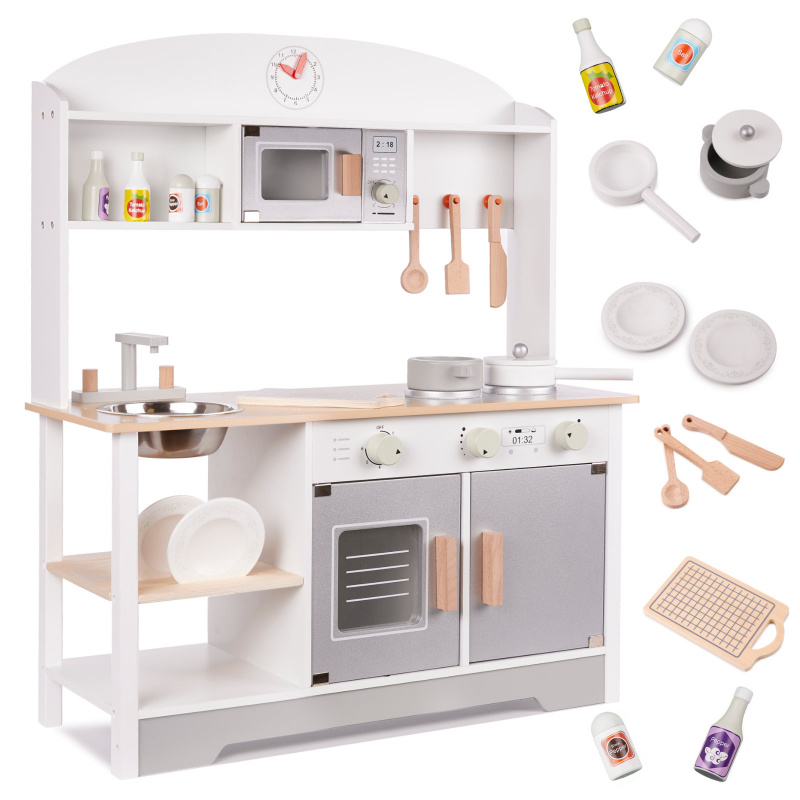 Aga Dětská dřevěná kuchyňka MDF MODERN CLASSIC s příslušenstvím