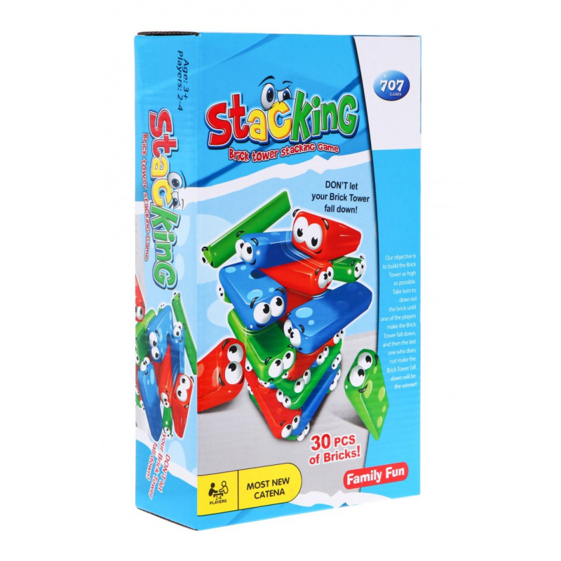 Mini arkádová hra Jenga pro děti 3+ Skládání věží + 30 barevných kostek + kostky