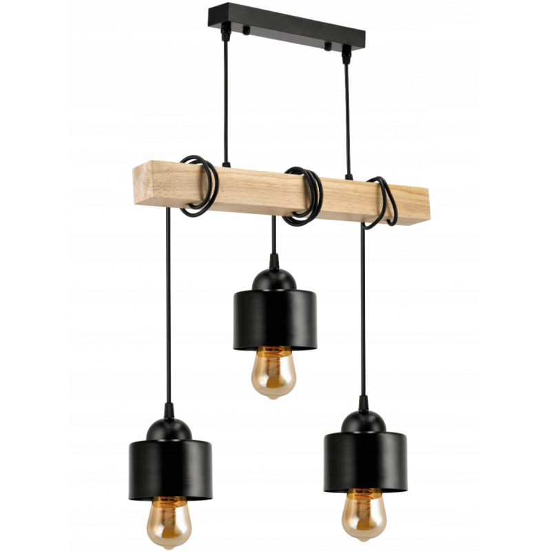 Závěsné stropní svítidlo LED dřevěný trám 3xE27 loft cup