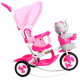 dětské tříkolové kolo Elephant Pink + zvuky + stříška + zábrana + opěrka nohou + rukojeť + ližiny + úložný prostor