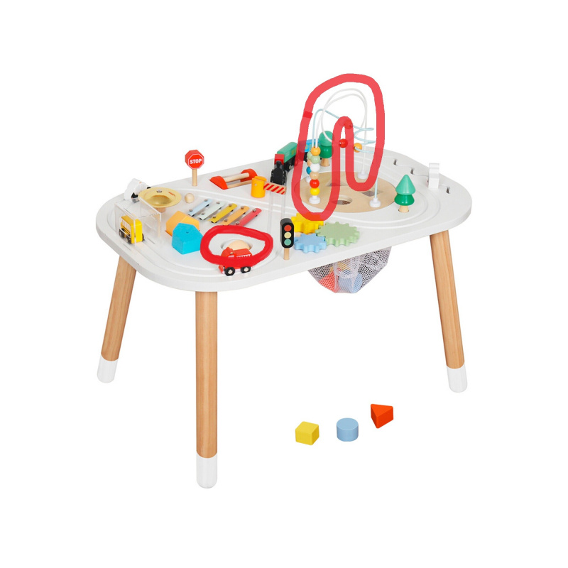 Aga4Kids Dětský montessori stůl s aktivitami a vláčkodráhou 2DZ249 - II. JAKOST