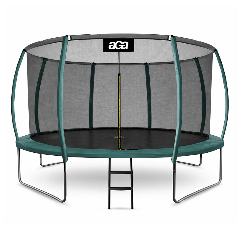 Aga SPORT EXCLUSIVE Trampolína 366 cm Tmavě zelená + ochranná síť + žebřík