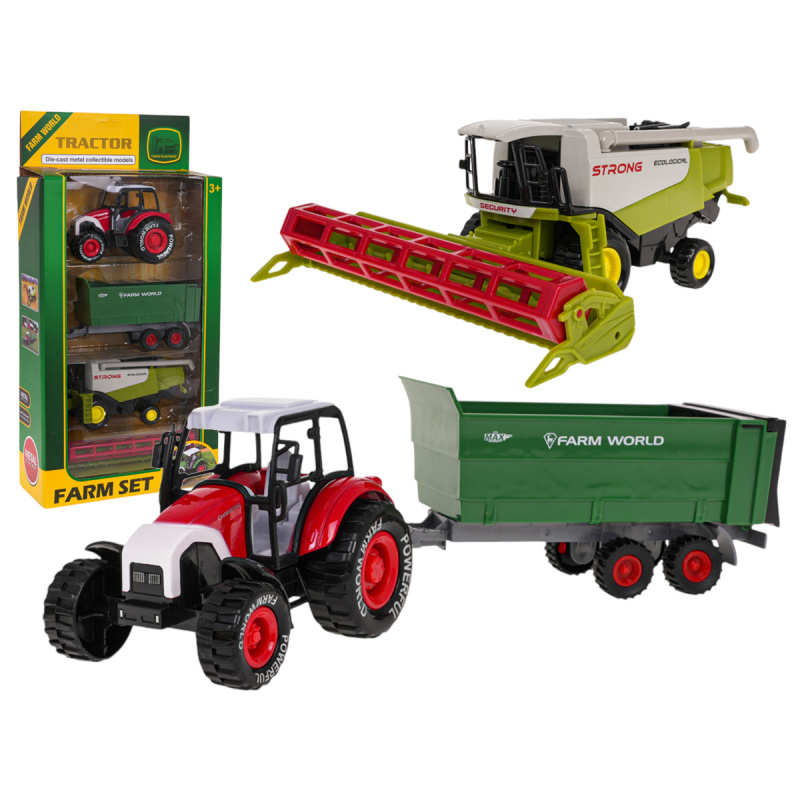 Sada Zemědělských Vozidel Traktor + Kombajn
