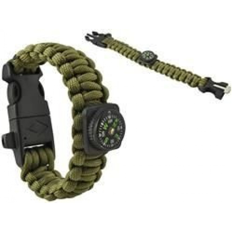 Náramek SURVIVAL s doplňky - Zelený