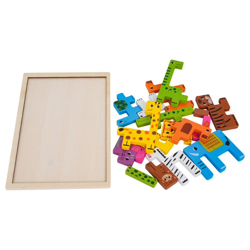 Dřevěná Sada Puzzle Zvířata