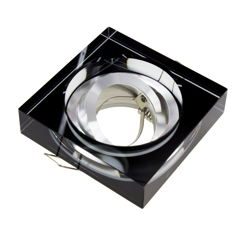 BERGE podhledové bodové svítidlo BRG71002 výklopné - hrubé sklo 2cm - čtverec - černá