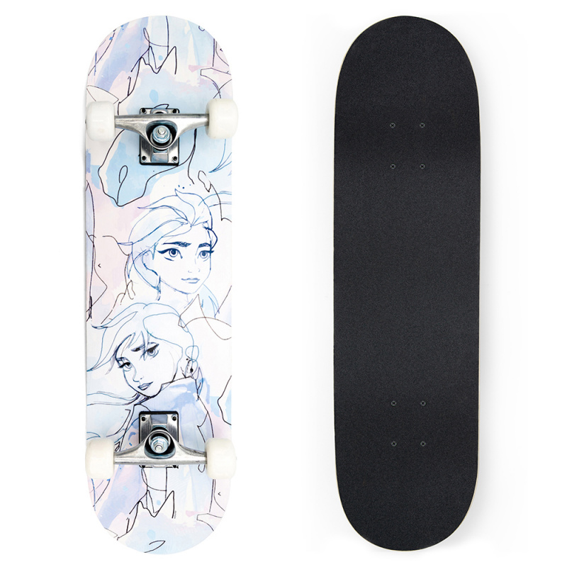 VELKÝ DŘEVĚNÝ SKATEBOARD ZMRZLÝ AKVAREL