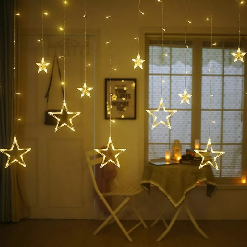 Aga LED Světelný závěs Hvězdy 2,5 m 138 LED Teplá bílá