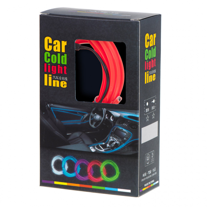 LED ambientní osvětlení do auta / auto USB / 12V páska 3m červená