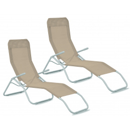 Aga 2x Zahradní lehátko SIESTA Světle Hnědé
