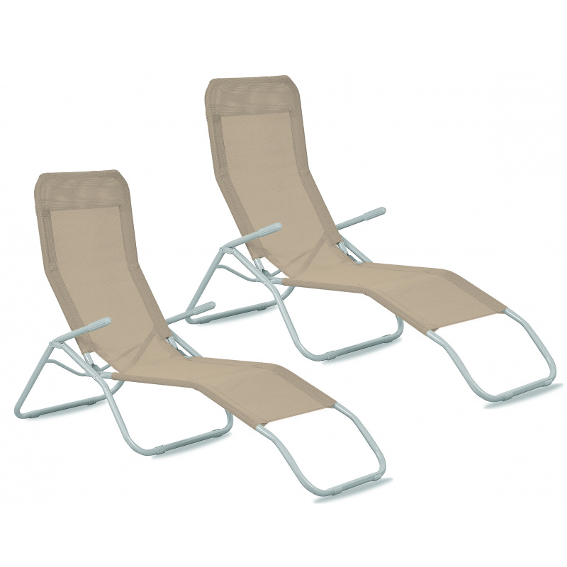 Aga 2x Zahradní lehátko SIESTA Světle Hnědé