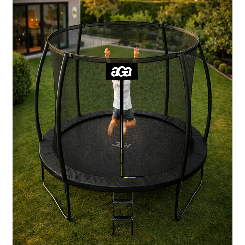 Aga SPORT EXCLUSIVE Trampolína 250 cm Černá + ochranná síť + žebřík - II. JAKOST
