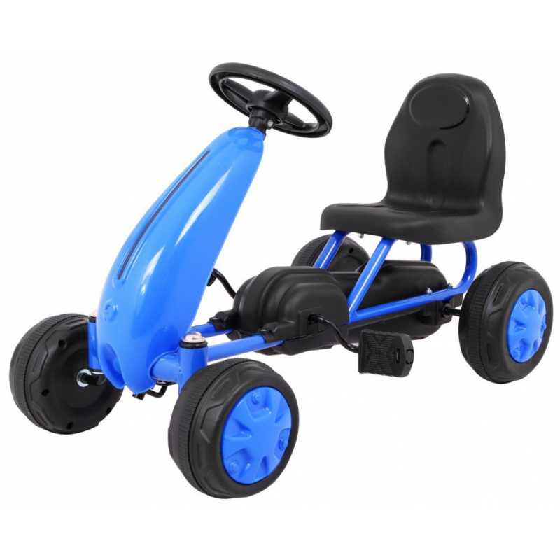 První šlapací motokára pro mládež Modrá + Řetězový pohon + Gumová kola