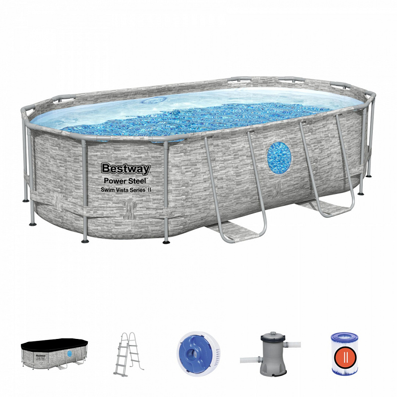 BESTWAY Power Steel Swim Vista bazén s oknem 427x250x100 14x8FT 7in1