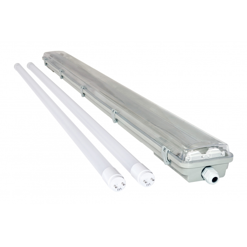 Svítidlo + 2x LED trubice - T8 - 120cm - 18W - studená bílá - SADA
