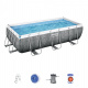 Power Steel 404x201x100 Imitace ratanu 13x6FT BESTWAY 6in1 Rack Pool + čerpadlo + žebřík