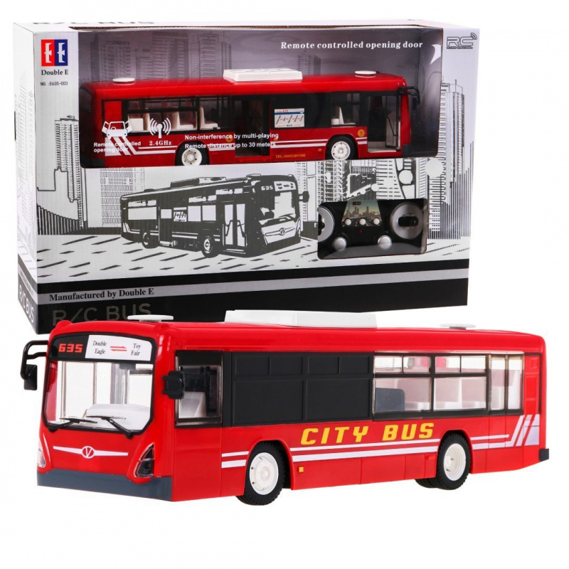 Městský autobus pro děti 6+ Dálkově ovládaný červený 1:20 Pohyblivé části + zvuky Světla