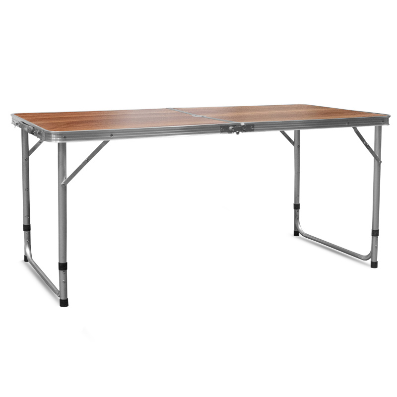 Aga Skládací kempingový stolek 120x60x54/60/70 cm Hnědý