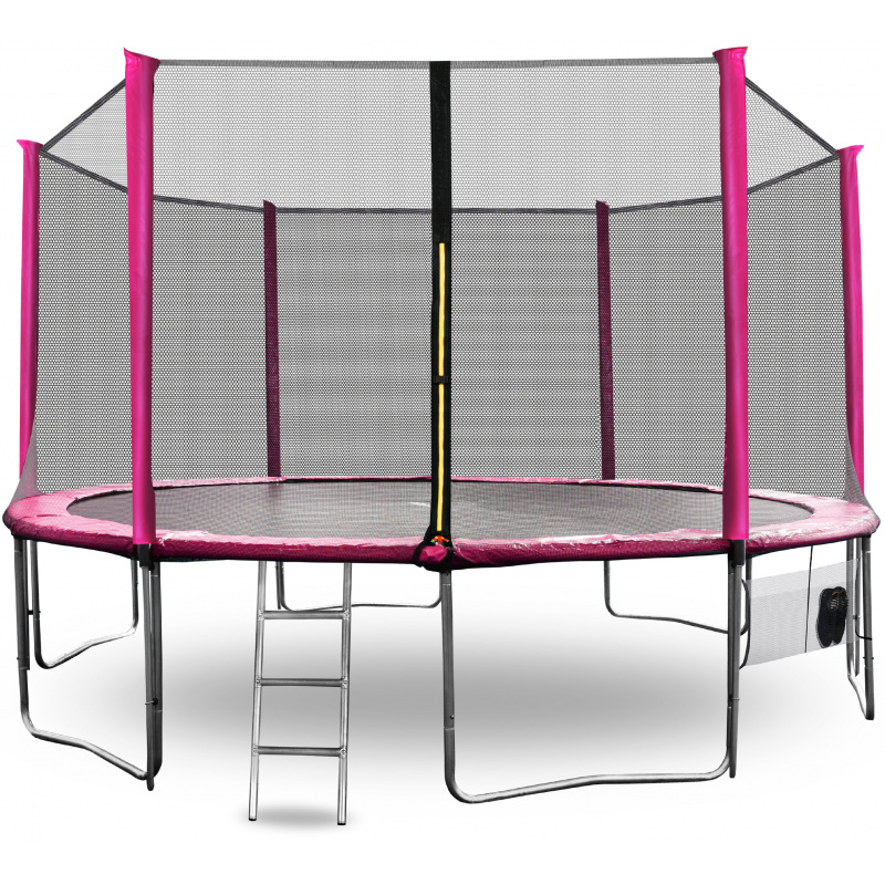Aga SPORT PRO Trampolína 430 cm Růžová + ochranná síť + žebřík + kapsa na obuv
