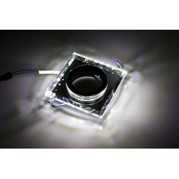 BERGE Podhledové bodové svítidlo BRG71020 nevýklopné - GU10 - čtverec + svítící LED pásek 3W studená bílá
