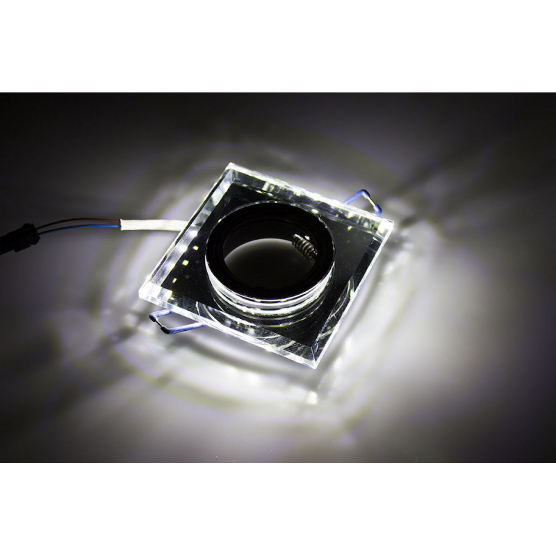 BERGE Podhledové bodové svítidlo BRG71020 nevýklopné - GU10 - čtverec + svítící LED pásek 3W studená bílá