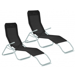 Aga 2x Zahradní lehátko SIESTA Černé