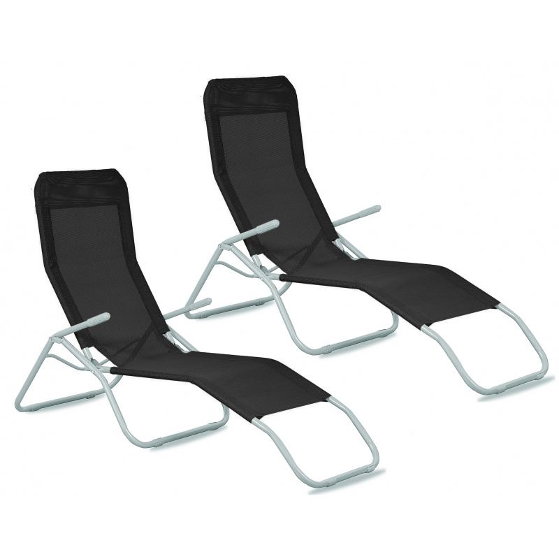 Aga 2x Zahradní lehátko SIESTA Černé
