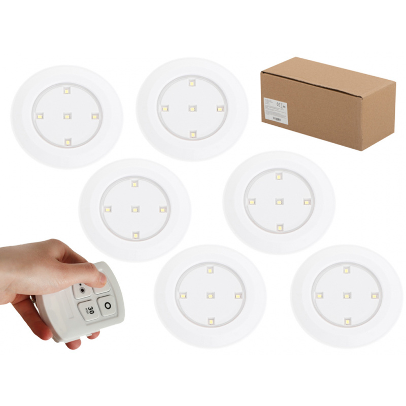 Aga LED Bezdrátové bateriové světlo 6ks. + dálkové ovládání