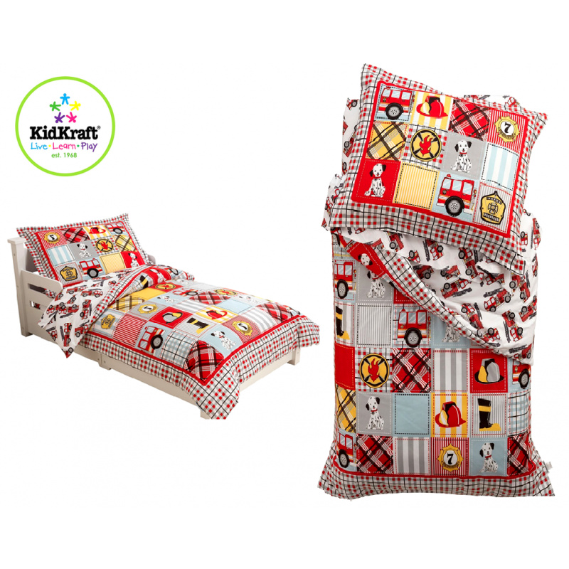 KidKraft Povlečení mikrovlákno FIRE TRUCK 100x150, 60x75 cm