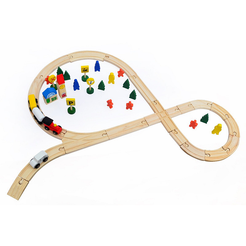 Wooden Toys Dřevěná vláčkodráha 48 dílků 6DZ073 - II.JAKOST